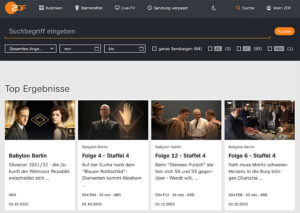 ZDF-Mediathek, Screenshot